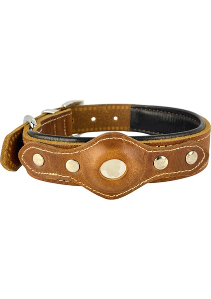 Canini Collar Hakiki Yağlı Deri Airtag Uyumlu Köpek Tasması – Dayanıklı, Konforlu ve Şık Tasarım, Airtag Bölmeli Gerçek Deriden Köpekler Için Tasma