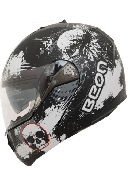 B-700 Çene Açılır Vizörlü Kask Kuru Kafa