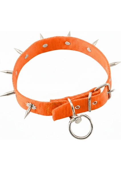 Dokuma Çivili Köpek Boyun Tasması - 4*70 cm - Turuncu modelleri