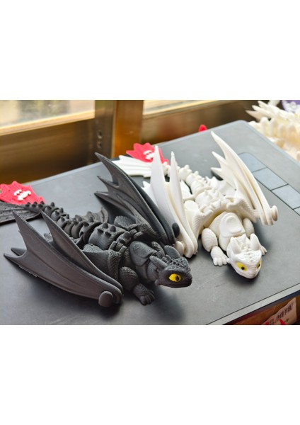 2'li Siyah ve Beyaz Dişsiz Ejderhanı Nasıl Eğitirsin Hareketli Figürü Toothless Oyuncak 20CM