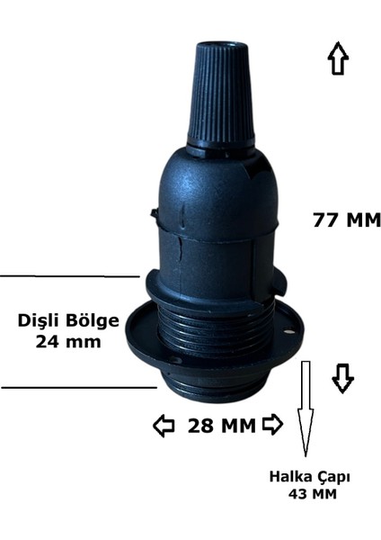 İtalyan E14 Duy (MİNİ DUY) Bakalit Geçmeli Yarım Diş Siyah (250V-2A) 5 Adet modelleri