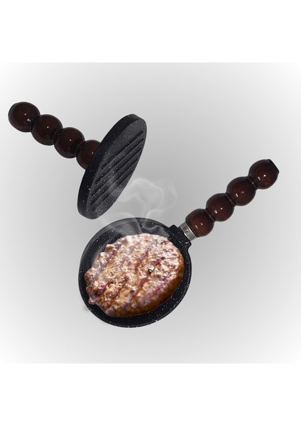 AYS Döküm Demir Hamburger Köfte Presi – Yapışmaz Yüzeyli Köfte Şekillendirme ve Mühürleme Presi, 250 Gram Köfteye Kadar Uygun