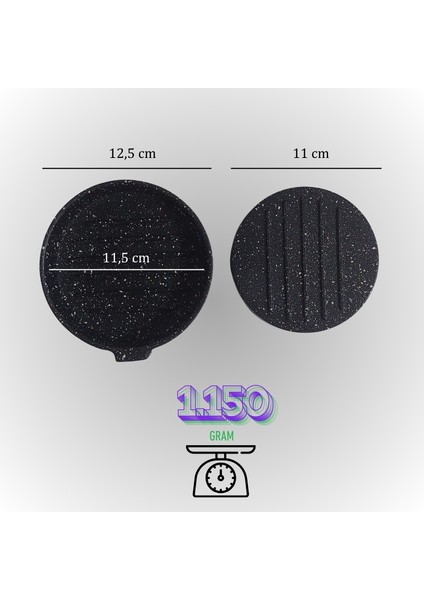 AYS Döküm Demir Hamburger Köfte Presi – Yapışmaz Yüzeyli Köfte Şekillendirme ve Mühürleme Presi, 250 Gram Köfteye Kadar Uygun modelleri