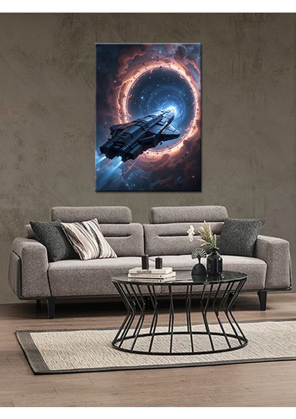 Uzay Gemisi ve Kara Delik Ahşap Tablo fiyatları