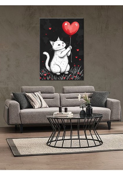 Kalpli Balon ve Kedi Ahşap Tablo fiyatları