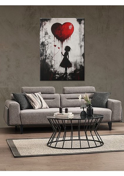 Kırmızı Kalp Resimli Ahşap Tablo fiyatları