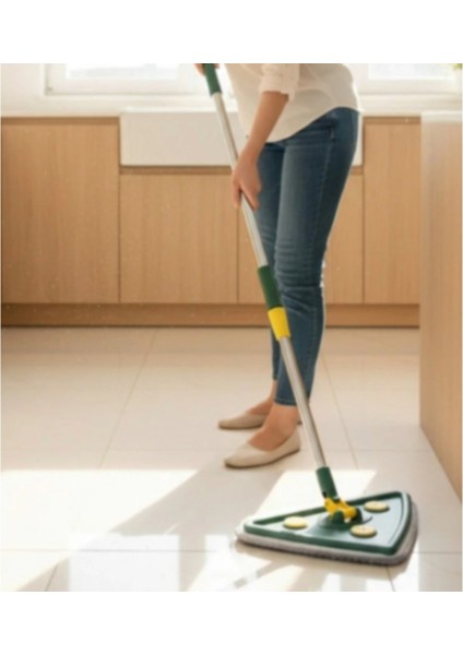 2 Bezli Üçgen Mop Islak Mendil Uyumlu Pratik Paspas Mop Seti 150CM modelleri