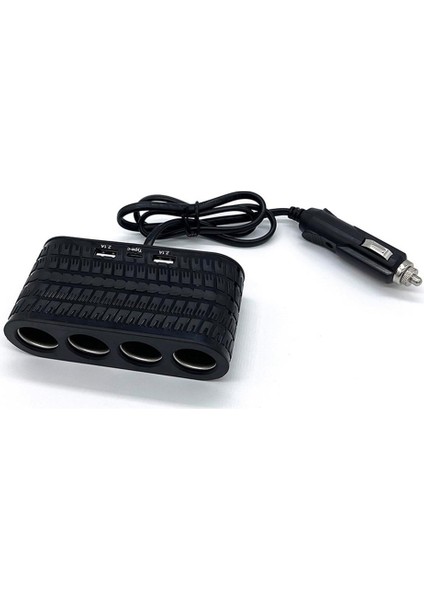 1654 Type-C+2xusb 120WATT 4 Çakmak Girişli Kablolu Çakmak Çoklayıcı