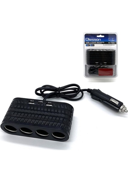 1654 Type-C+2xusb 120WATT 4 Çakmak Girişli Kablolu Çakmak Çoklayıcı fırsatları