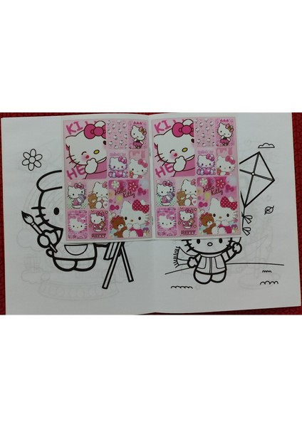 4 Adet Stickerli Boyama Kitabı ve 12 Li Tüp Kuruboya (Crybaby/kuromi/h.kitty/toca Boca) fiyatları