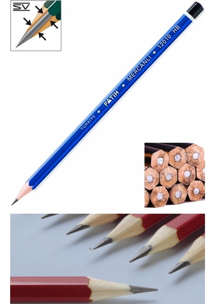 Kurşun Kalem 1 Adet Fatih Siyah Kurşun Kalem Siyah Mercanlı Yerli Üretim Hb Orta Sert Uçlu Kolay Silinebilir