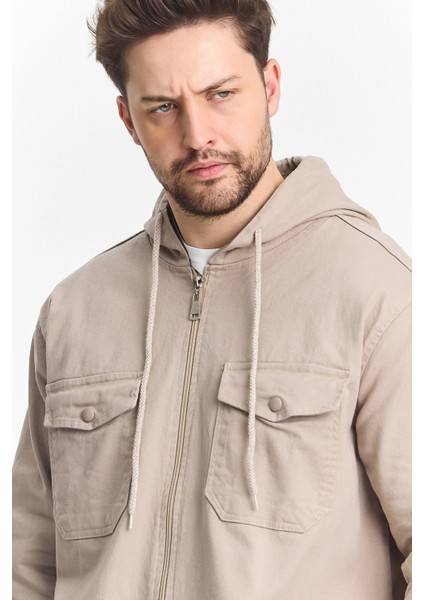 Erkek Basic Oversize Esnek Kapşonlu Krem Ceket indirimleri