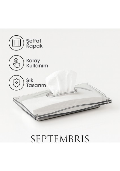 Şeffaf Kapaklı Modern Tasarım Peçetelik – 24X16 cm fiyatları