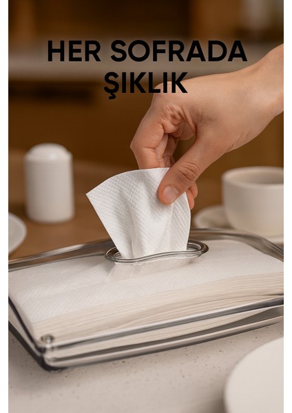Şeffaf Kapaklı Modern Tasarım Peçetelik – 24X16 cm
