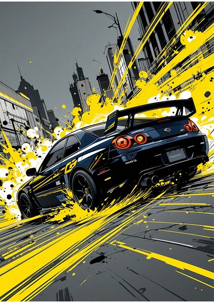 Yarış Arabası Resimli Ahşap Tablo