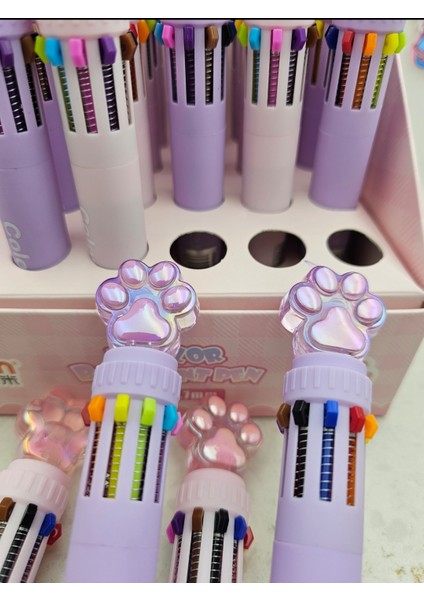 Kedi Patili 10 Renk Renkli Kalem Mat Yüzeyi Kaliteli Sevimli Renkli Kalem Okul Öncesi Hediyelik 1ADT fırsatları