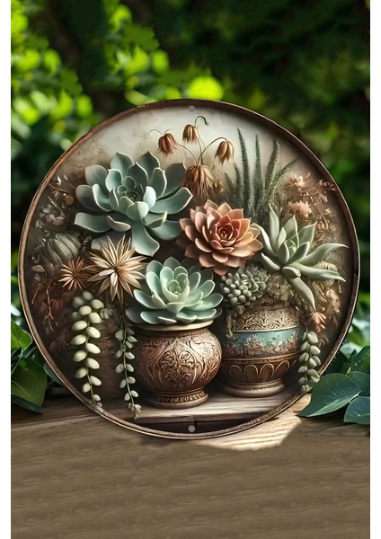 Sukulent Tasarımlı Uv Baskı Mdf Duvar Süsü – 33X33 cm & 20X20 cm DT146