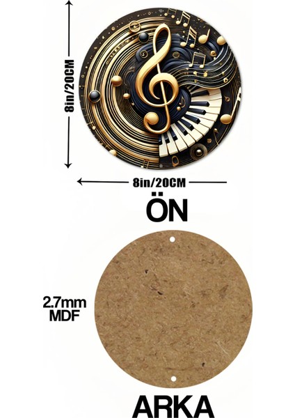 Altın Nota ve Piyano Desenli Uv Baskı Mdf Duvar Süsü – 33X33 cm & 20X20 cm DT139 indirimleri
