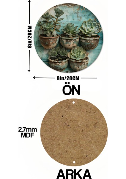 Sukulent Saksı Tasarımlı Uv Baskı Mdf Duvar Süsü – 33X33 cm & 20X20 cm DT160 indirimleri
