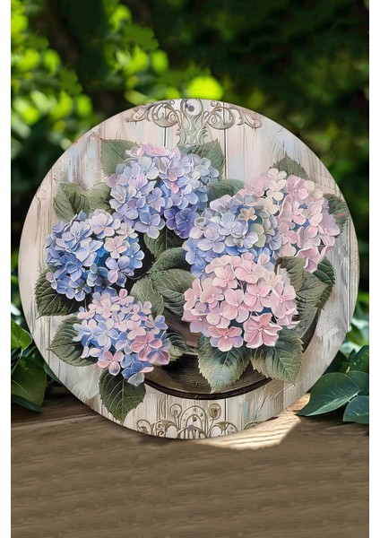 Ortanca Çiçek Desenli Uv Baskı Mdf Duvar Süsü – 33X33 cm & 20X20 cm DT150