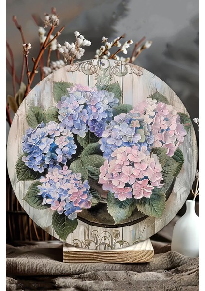 Ortanca Çiçek Desenli Uv Baskı Mdf Duvar Süsü – 33X33 cm & 20X20 cm DT150 modelleri