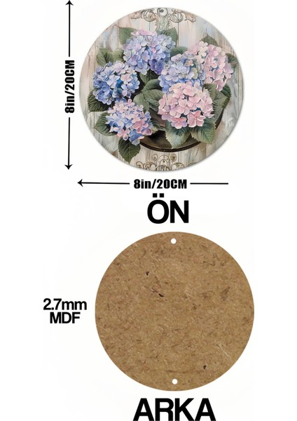 Ortanca Çiçek Desenli Uv Baskı Mdf Duvar Süsü – 33X33 cm & 20X20 cm DT150 indirimleri