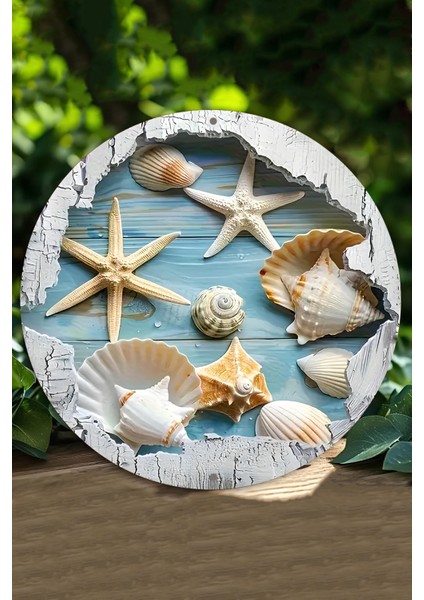 Deniz Yıldızı & Deniz Kabukları Tasarımlı Uv Baskı Mdf Duvar Süsü – 33X33 cm & 20X20 cm DT161