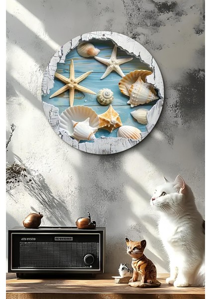 Deniz Yıldızı & Deniz Kabukları Tasarımlı Uv Baskı Mdf Duvar Süsü – 33X33 cm & 20X20 cm DT161 fırsatları