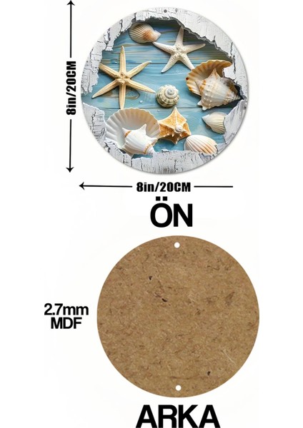Deniz Yıldızı & Deniz Kabukları Tasarımlı Uv Baskı Mdf Duvar Süsü – 33X33 cm & 20X20 cm DT161 indirimleri