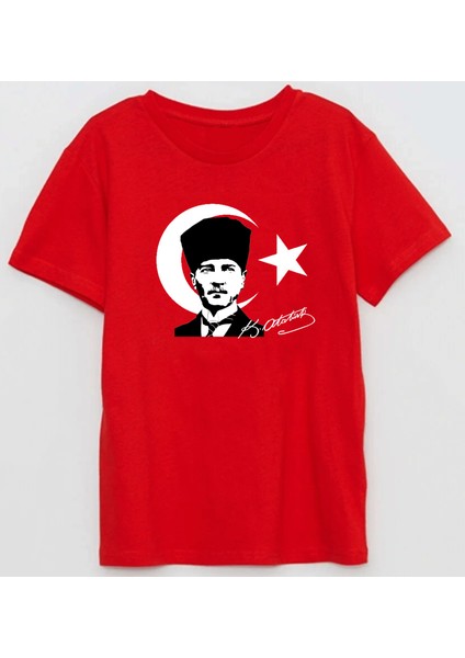 29EKİM Atatürk ve Bayrak Baskılı Imzalı Cumhuriyet Bayramı Pamuklu Yetişkin T-Shirt