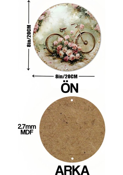 Romantik Bisiklet ve Gül Desenli Uv Baskı Mdf Duvar Süsü – 33X33 cm & 20X20 cm DT166 indirimleri