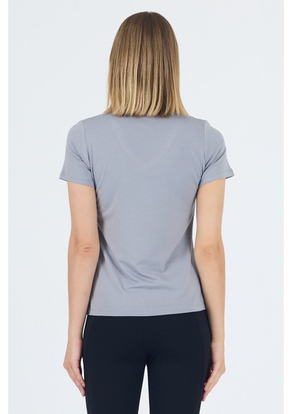 Victoria V Yaka Gri Basic Bambu ve Organik Pamuk Kadın Tişört modelleri