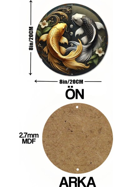 Altın & Gümüş Koi Balığı Uv Baskı Mdf Duvar Süsü – 33X33 cm & 20X20 cm DT155 indirimleri