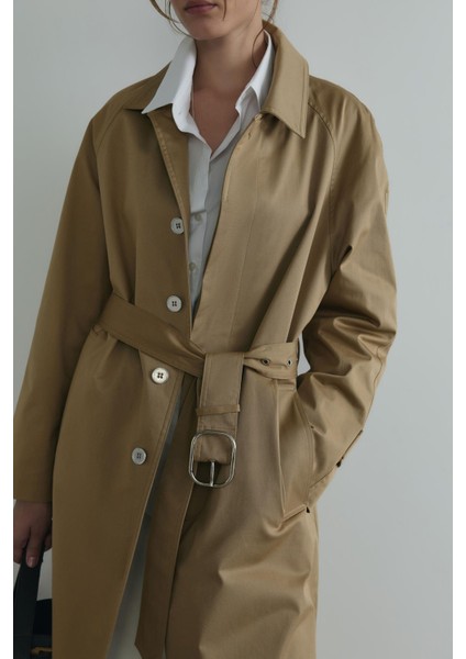 Camel Rue Gömlek Yaka Trençkot modelleri