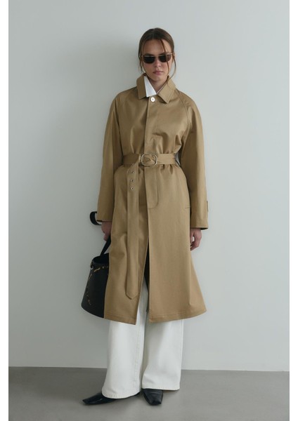 Camel Rue Gömlek Yaka Trençkot fırsatları
