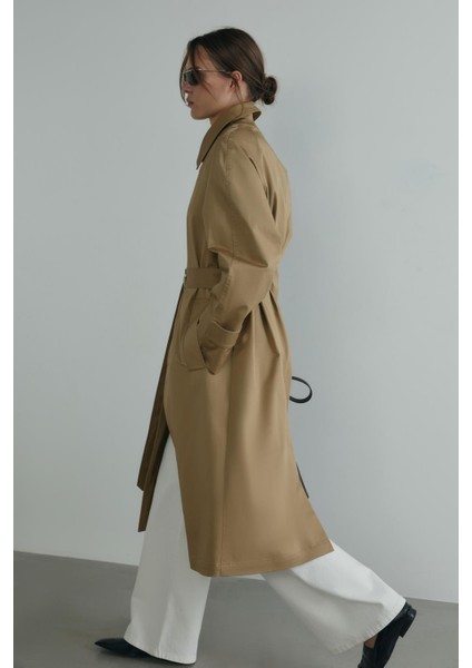 Camel Rue Gömlek Yaka Trençkot indirimleri