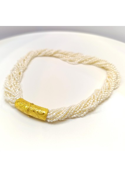 Gerçek Inci Antik Kilitli Gerdanlık Kolye 14 Ayar Altın Hd Videolu modelleri