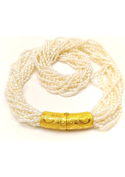 Gerçek Inci Antik Kilitli Gerdanlık Kolye 14 Ayar Altın Hd Videolu fırsatları