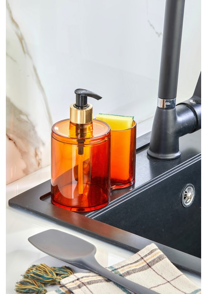 Tezgah Üstü Mutfak Organizeri Deterjanlık & Süngerlik - Bronz / Sünger Hediyeli modelleri
