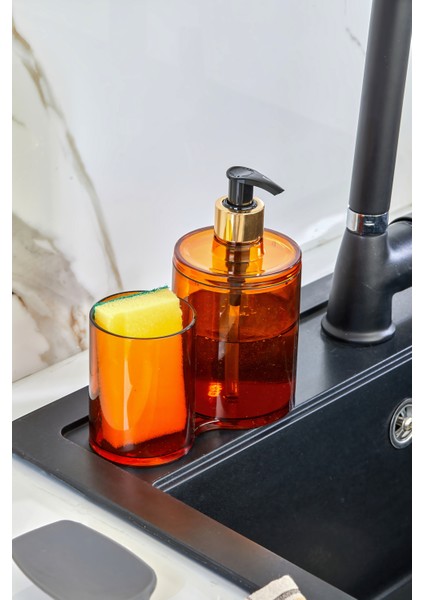 Tezgah Üstü Mutfak Organizeri Deterjanlık & Süngerlik - Bronz / Sünger Hediyeli fırsatları