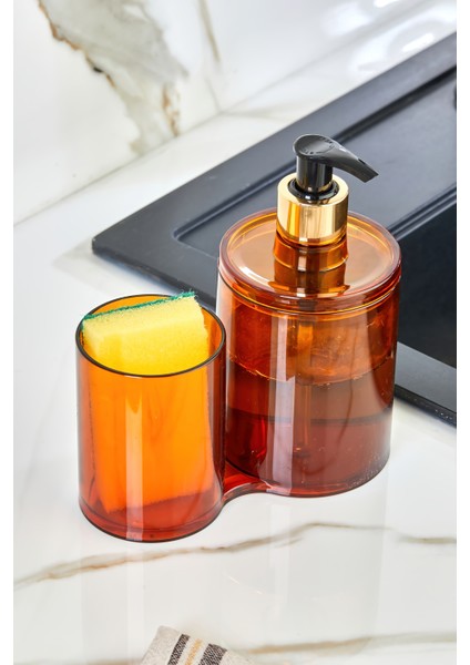 Tezgah Üstü Mutfak Organizeri Deterjanlık & Süngerlik - Bronz / Sünger Hediyeli