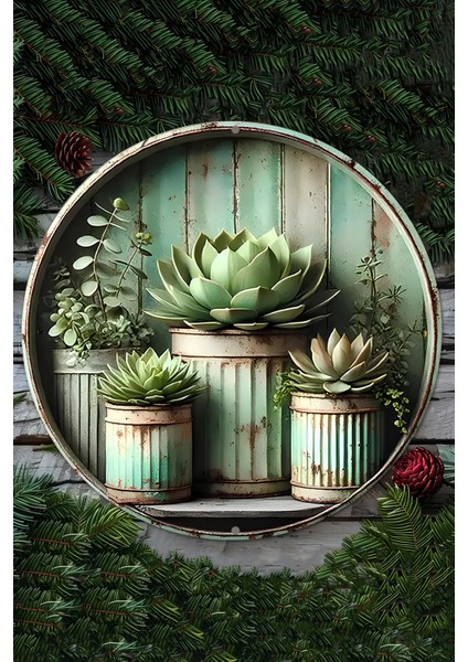 Dekoratif Uv Baskı Mdf Duvar Süsü – Sukulent Tasarımlı – 33X33 cm & 20X20 cm DT163 fiyatları