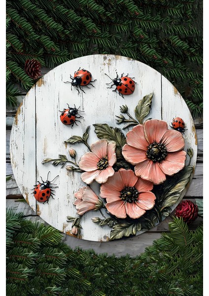 Uğur Böcekli & Çiçek Desenli Uv Baskı Mdf Duvar Süsü – 33X33 cm & 20X20 cm DT147 fiyatları