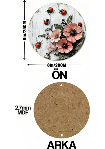Uğur Böcekli & Çiçek Desenli Uv Baskı Mdf Duvar Süsü – 33X33 cm & 20X20 cm DT147 indirimleri