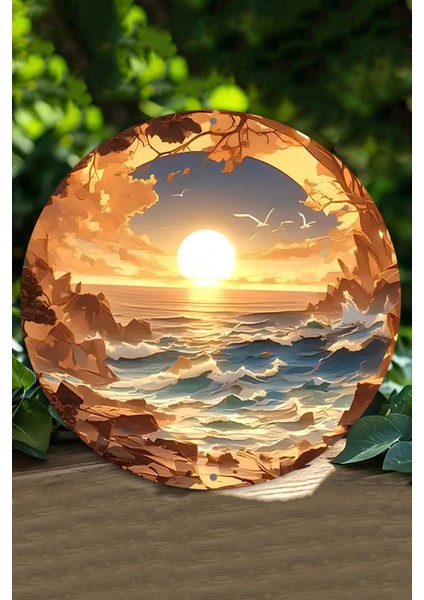 Gün Batımı Deniz Manzaralı Uv Baskı Mdf Duvar Süsü – 33X33 cm & 20X20 cm DT137