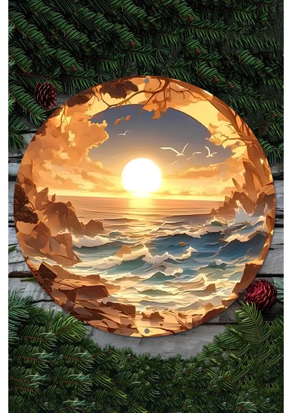 Gün Batımı Deniz Manzaralı Uv Baskı Mdf Duvar Süsü – 33X33 cm & 20X20 cm DT137 fiyatları