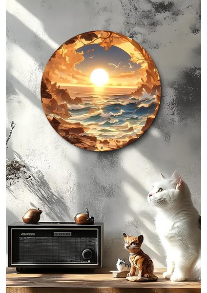 Gün Batımı Deniz Manzaralı Uv Baskı Mdf Duvar Süsü – 33X33 cm & 20X20 cm DT137 fırsatları