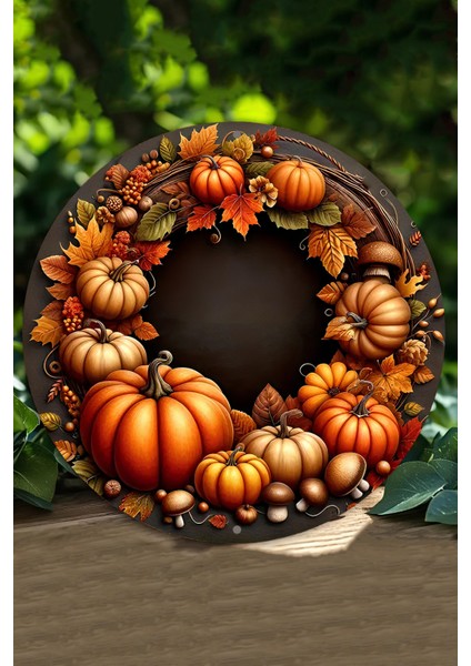 Sonbahar Balkabaklı Uv Baskı Mdf Duvar Süsü – 33X33 cm & 20X20 cm DT140