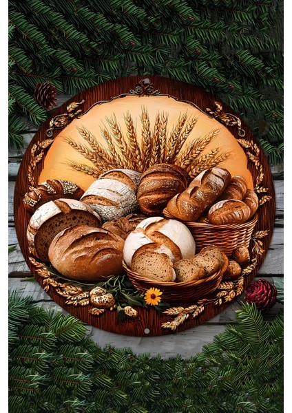 Ekmek ve Buğday Temalı Uv Baskı Mdf Duvar Süsü – 33X33 cm & 20X20 cm DT172 fiyatları