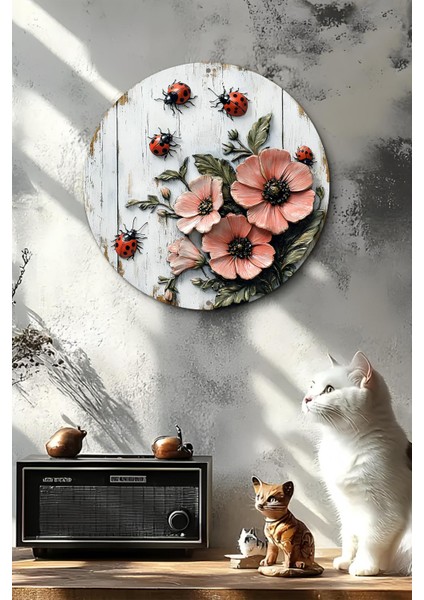 Uğur Böcekli & Çiçek Desenli Uv Baskı Mdf Duvar Süsü – 33X33 cm & 20X20 cm DT147 fırsatları